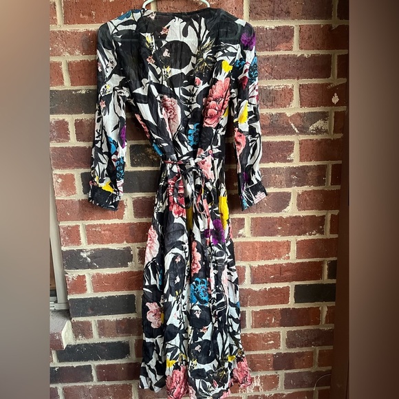 Lucky Brand Abstract Floral Midi Wrap Dress Size XS - Picture 10 of 11